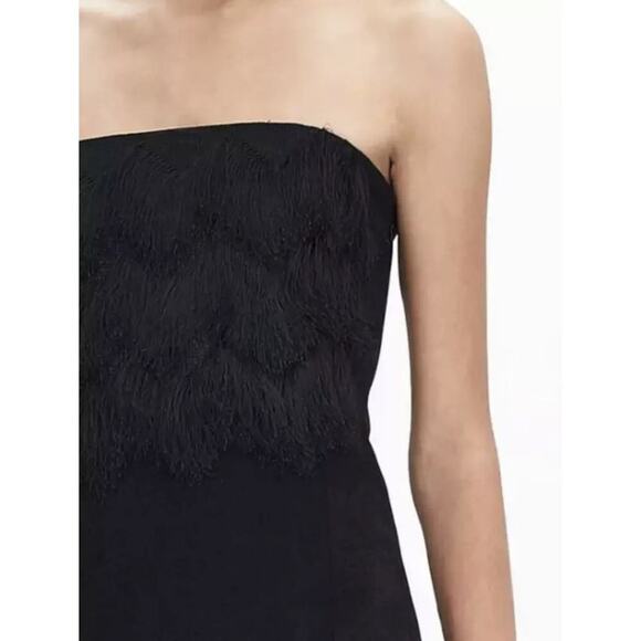 NWT Banana Republic Slip Dress Fringe Detail Mini Length Black Size 10 - Picture 3 of 11